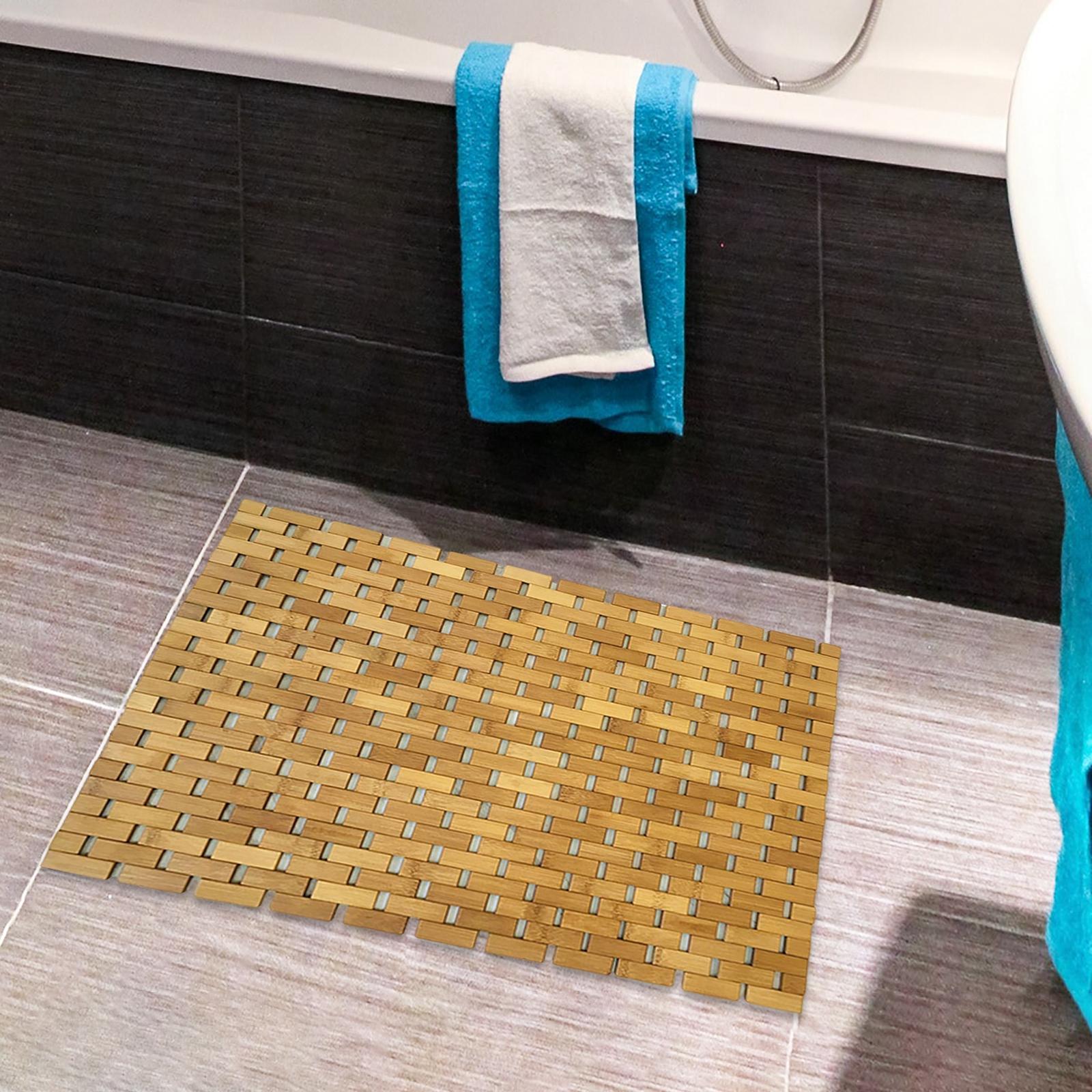 Bamboo Bath Mat - Non Slip Bamboo Wood Bathroom Rug