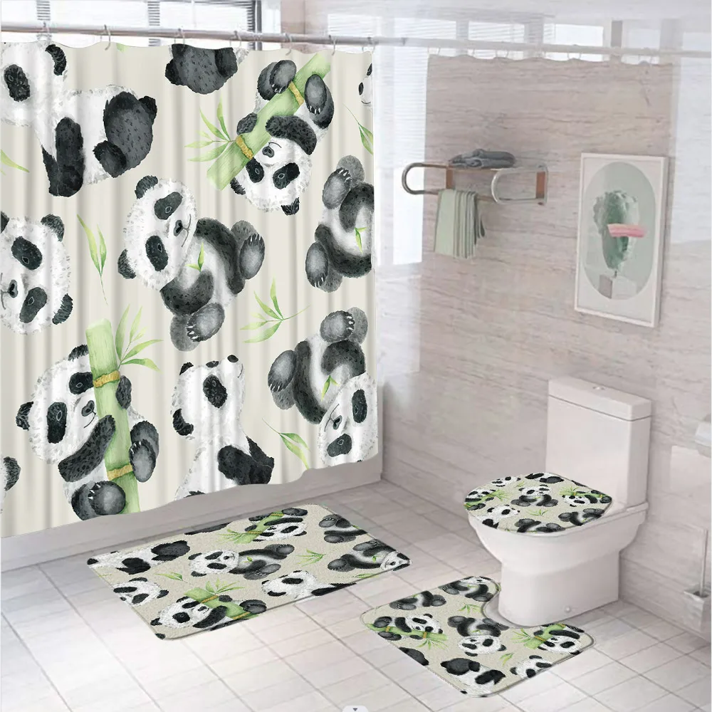 4Pc Watercolor Green Bamboo Sh - Bamboo Bath Mat 评论和价格