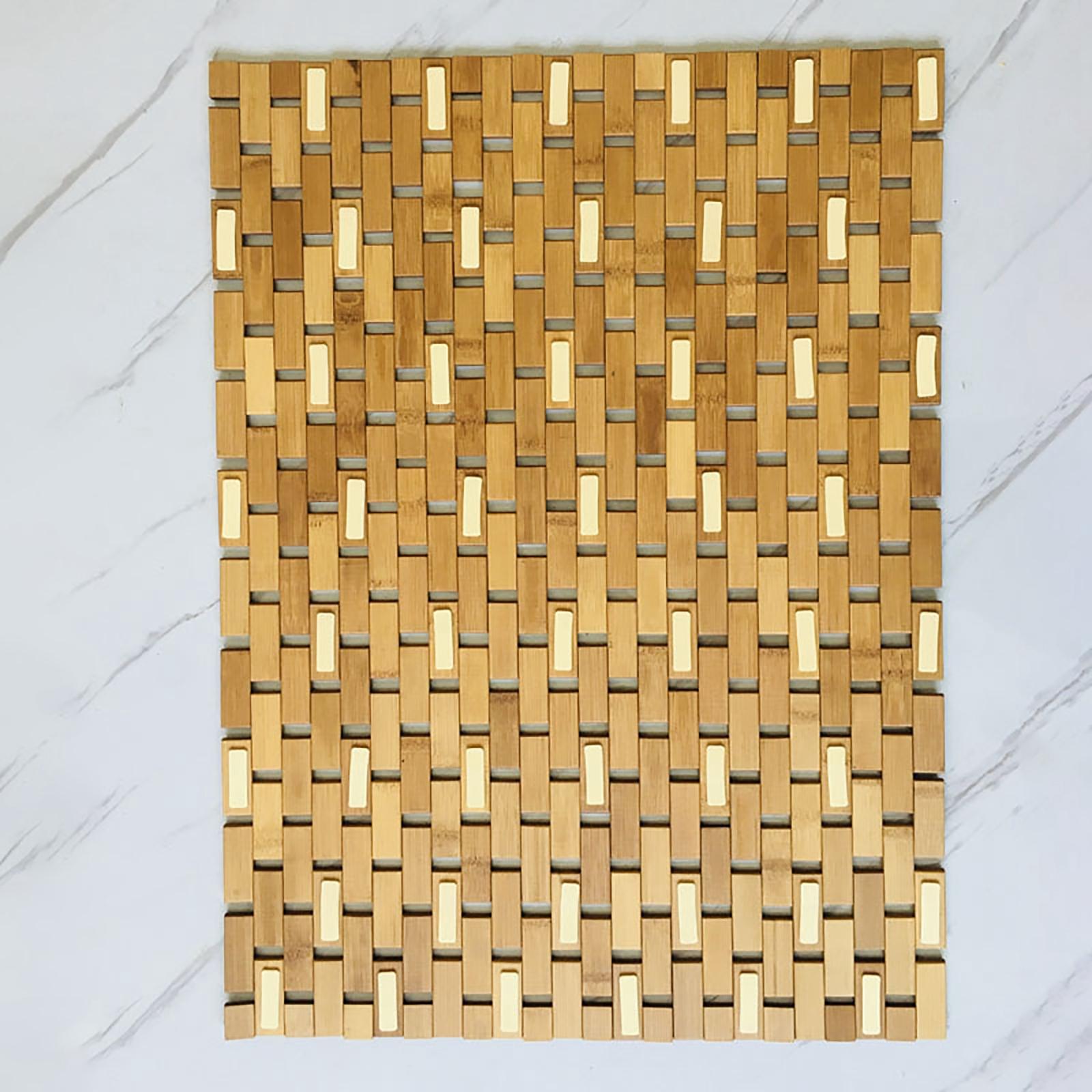 Non Slip Bamboo Wood Bathroom  - Bamboo Bath Mat 评论和价格