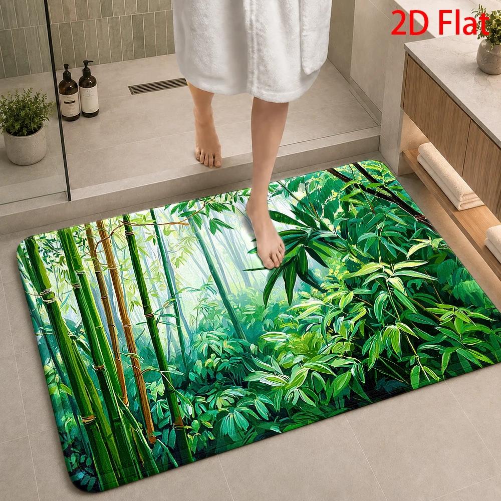 Tropical Bamboo Jungle Pattern - Bamboo Bath Mat 评论和价格