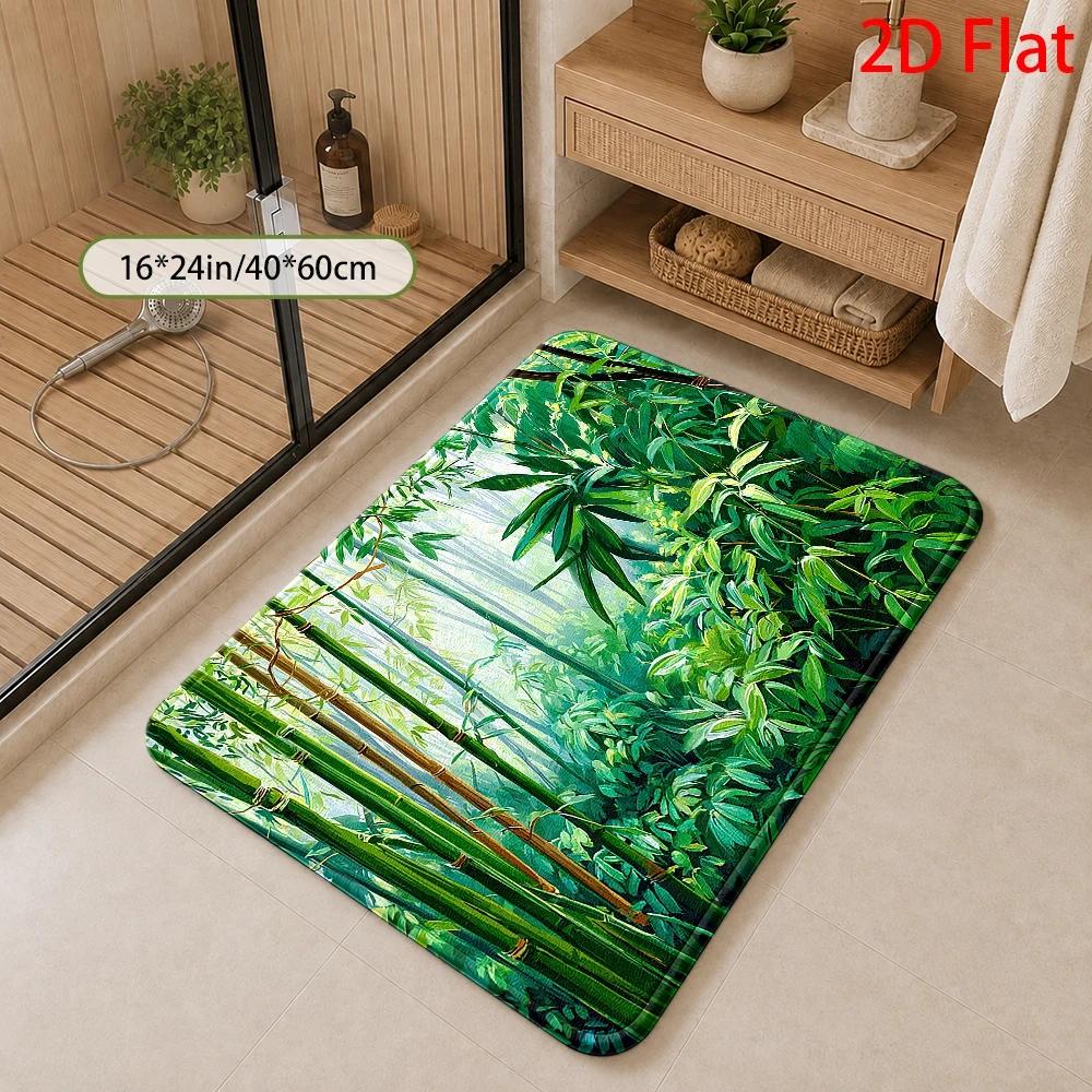 Tropical Bamboo Jungle Pattern - Bamboo Bath Mat 评论和价格