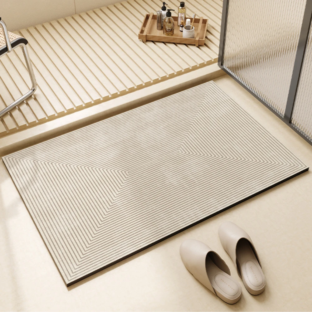 Light Coffee Geometric Line Di - Bamboo Bath Mat 评论和价格