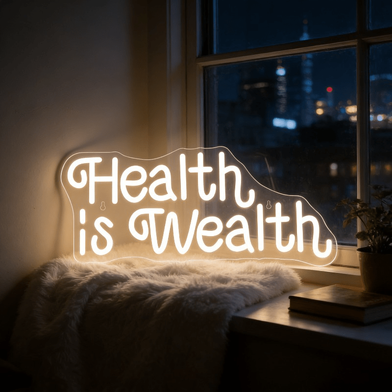 Health is Wealth Neon Sign LED - Health Wellness Lifestyle 评论和价格