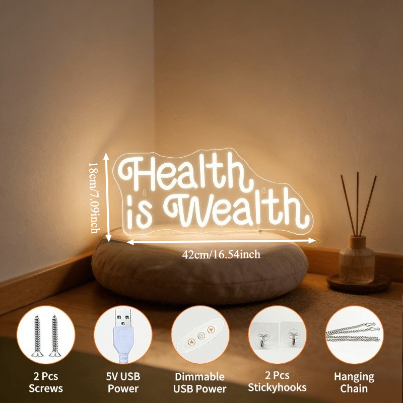 Health is Wealth Neon Sign LED - Health Wellness Lifestyle 评论和价格
